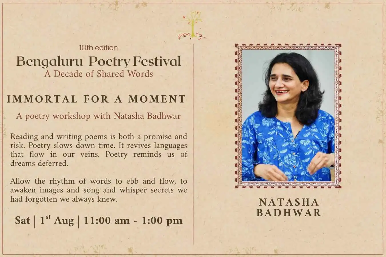 Immortal For a Moment- A Poetry Workshop